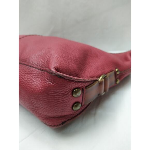 Lucky Brand Red Pebbled Leather Hobo Shoulder Bag - Picture 8 of 16